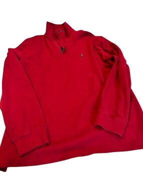 Xl Polo by Ralph Lauren Red Crewneck Pullover- red pullover with brown accent